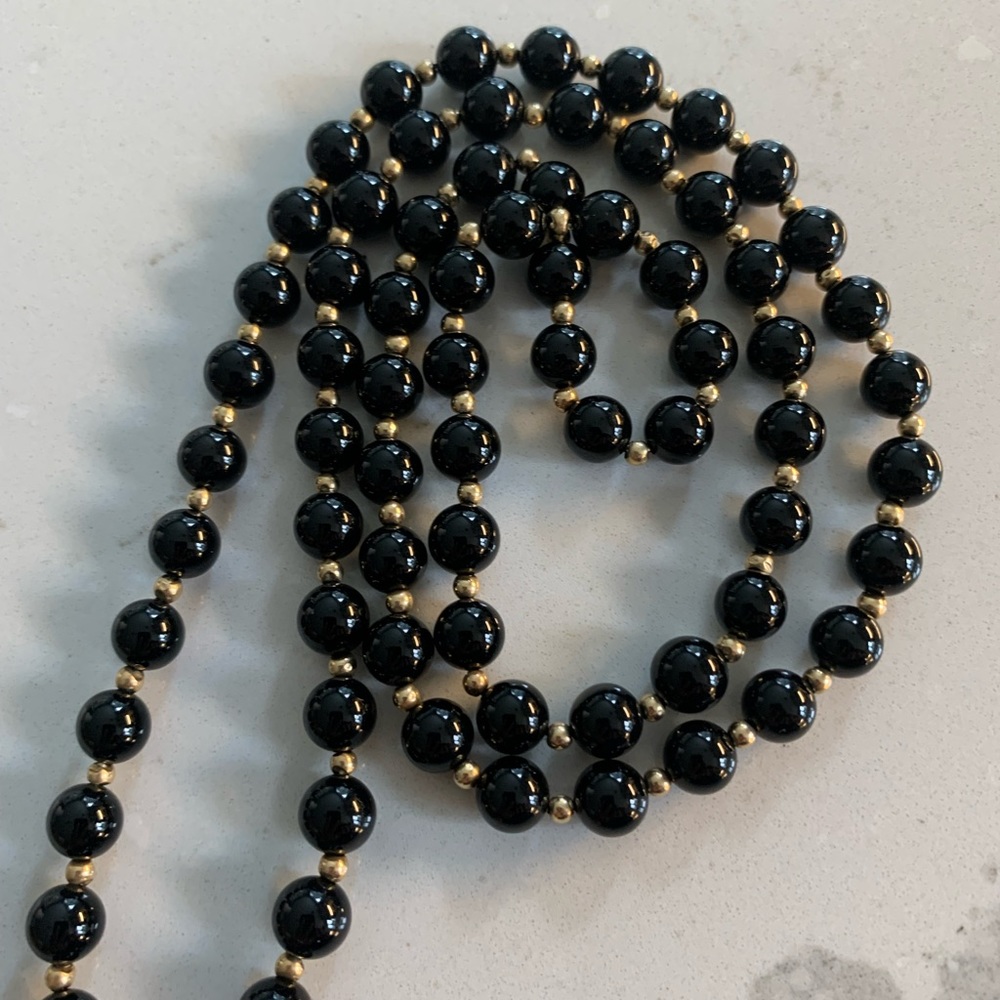 Black glass bead necklace